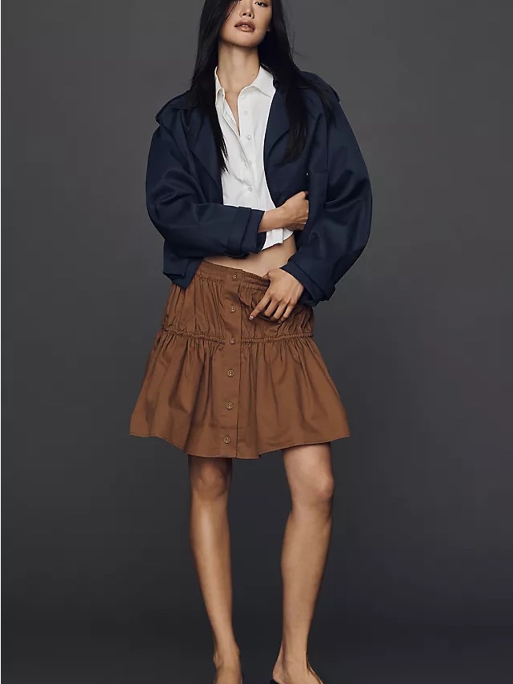 Anthropologie - Maeve Buttondown Skirt in Tan